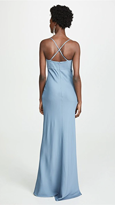 Shop Michelle Mason Bustier Gown In Slate
