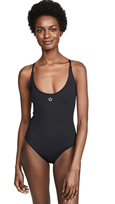 Shop Stella Mccartney Fine Lines One Piece In Black