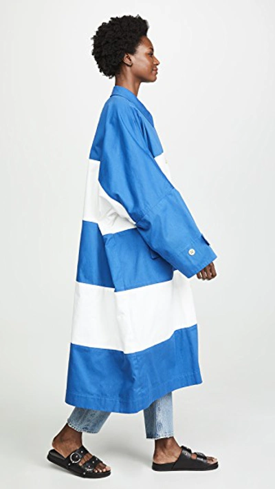 Shop Sonia Rykiel Striped Trench Coat In Blue/white