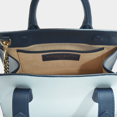 Shop Strathberry The  Nano Tote Bi Colour In Illusion Blue And Navy Leather