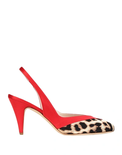 Shop Gia Couture Lea Woman Pumps Red Size 8 Textile Fibers, Silk