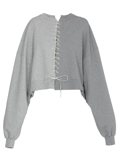 Shop Ben Taverniti Unravel Project Terry Lace Up Sweatshirt In Medium Hea