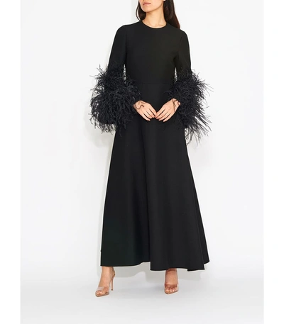 Shop Valentino Ostrich Feather Gown In Black