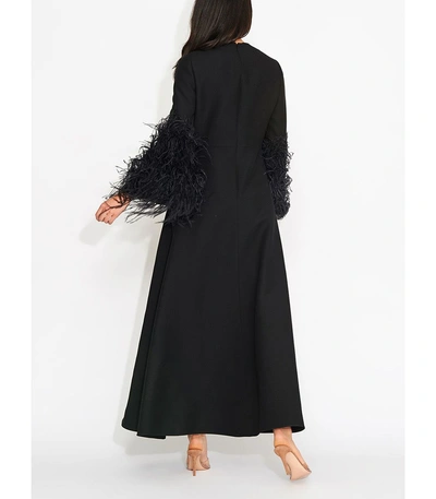 Shop Valentino Ostrich Feather Gown In Black