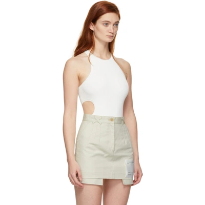 Shop Alexander Wang T Alexanderwang.t White Swim Bodycon Bodysuit In 102 Offwht