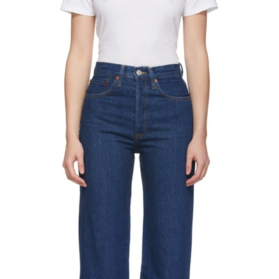 Shop Re/done Blue Originals Wide Leg Crop Jeans