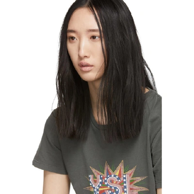 Shop Saint Laurent Grey Ysl Disco T-shirt In 1479 Grey