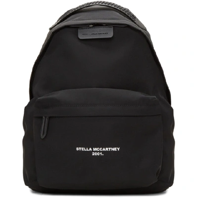 Shop Stella Mccartney Black Logo Go Falabella Backpack In 1070 Black