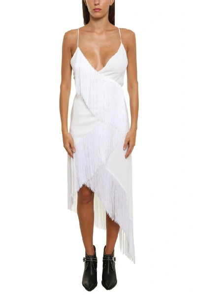 Shop Givenchy Fringed Asymmetric Dress In White