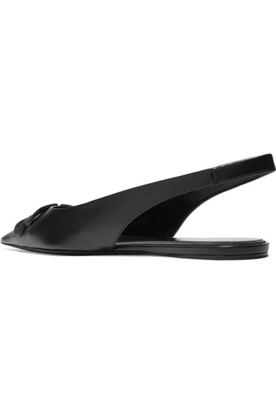 Shop Balenciaga Knife Logo-embellished Leather Point-toe Flats In Black