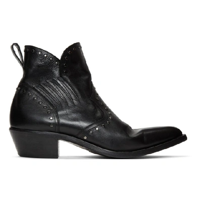 Shop Saint Laurent Black Studded Dakota Chelsea Boots