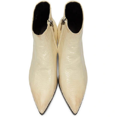 Shop Saint Laurent Off-white Finn Crop Zip Boots In 9705 Cream