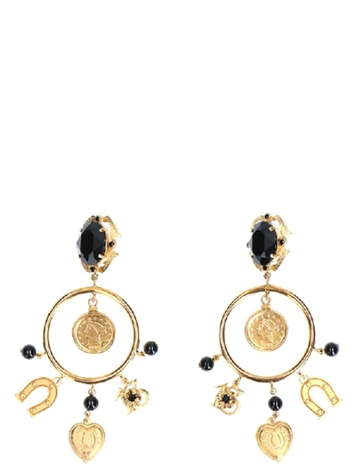 Shop Dolce & Gabbana Lucky Charms Earrings In Gold