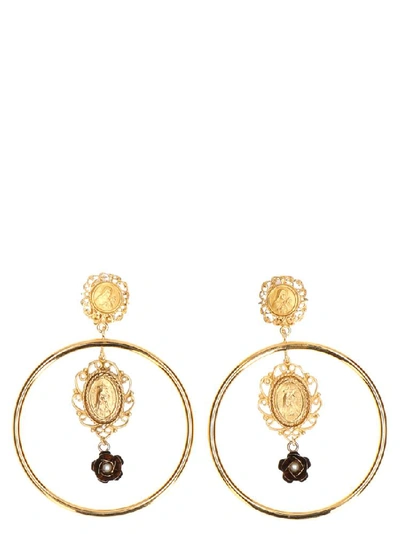 Shop Dolce & Gabbana Madonna Drop Earrings In Gold
