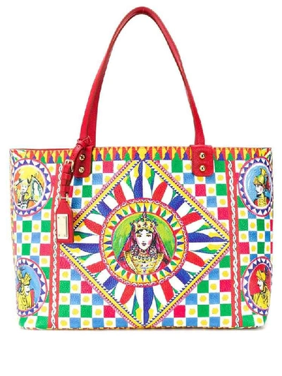 Shop Dolce & Gabbana Sicilian Carretto Beatrice Shopper Bag In Multi