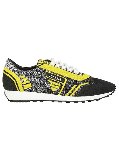 Shop Prada Low Top Contrast Sneakers In Yellow