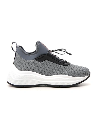 Shop Prada Platform Sneakers In Grey
