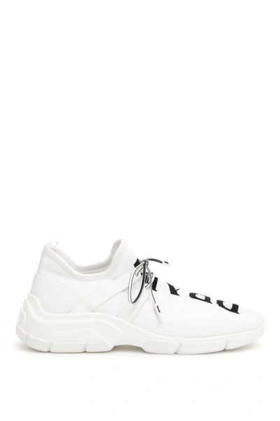 Shop Prada Xy Knit Sneakers In White