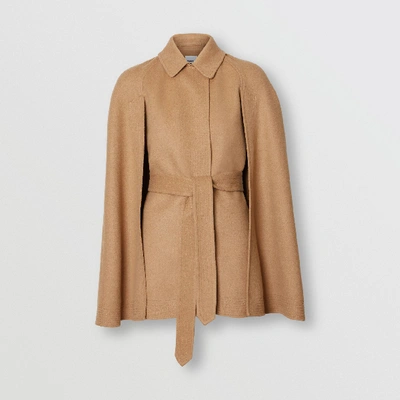 Shop Burberry Double-faced Camel Hair Belted Cape