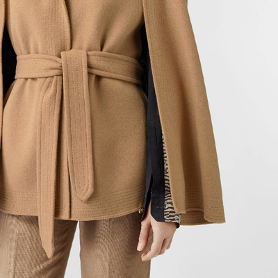Shop Burberry Double-faced Camel Hair Belted Cape