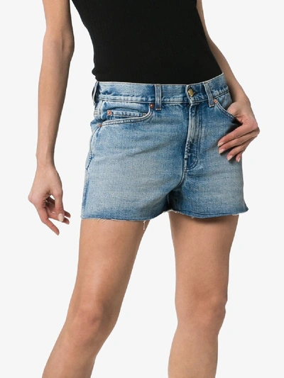 Shop Gucci Denim Shorts With Patches In Blue