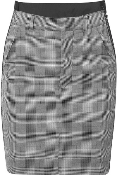Shop Vetements Checked Cady And Wool-blend Mini Skirt In Gray