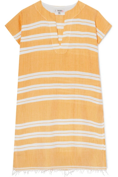 Shop Lemlem + Net Sustain Doro Frayed Striped Cotton-blend Gauze Tunic In Yellow