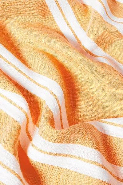 Shop Lemlem + Net Sustain Doro Frayed Striped Cotton-blend Gauze Tunic In Yellow