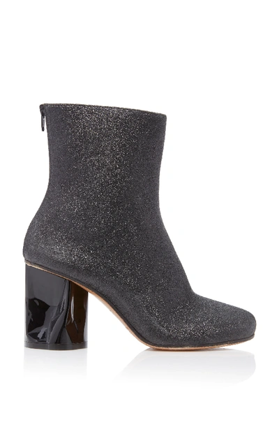 Shop Maison Margiela Tabi Glitter Ankle Boots In Black