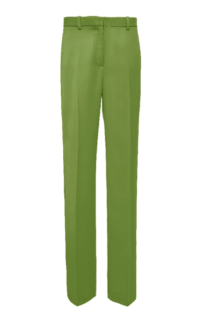 Shop Versace Straight-leg Satin Pants In Green
