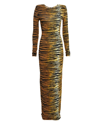 Shop Alexandre Vauthier Tiger Striped Stretch Jersey Gown