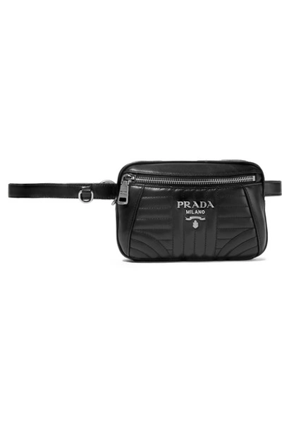 Shop Prada Quilted Leather Belt Bag In Black