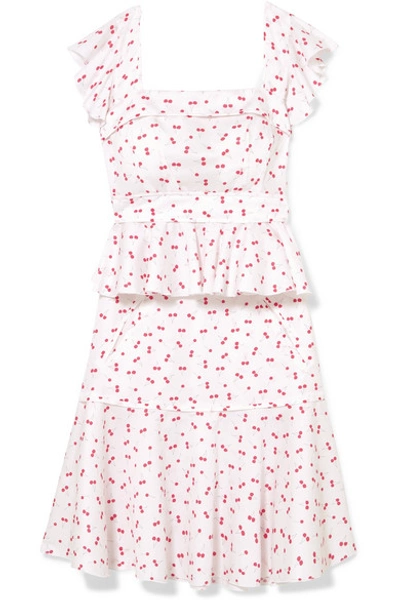 Shop Anna Mason Ingrid Ruffled Printed Cotton Midi Dress In Pink