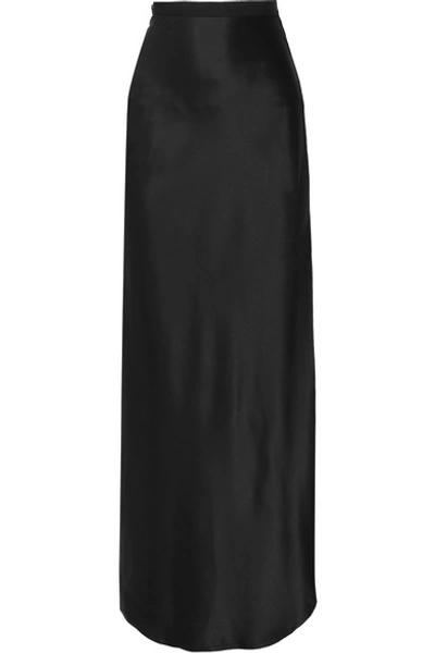 Shop Nili Lotan Azalea Silk-satin Maxi Skirt In Black