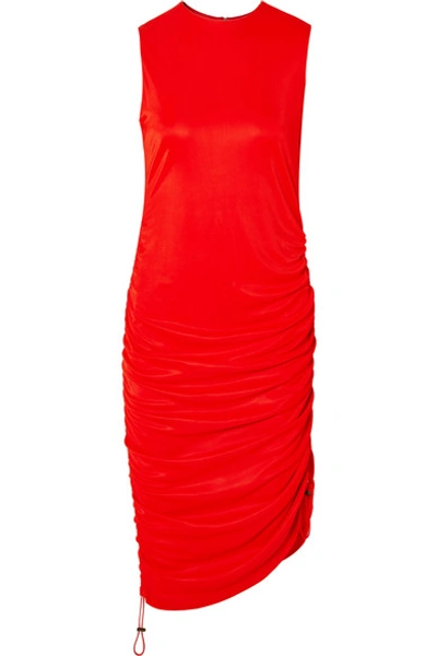 Shop Commission Ruched Jersey Dress In Red