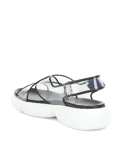 Shop Prada Pvc And Leather Sandals In Black