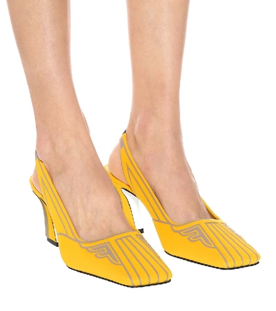 Shop Fendi Ffreedom Slingback Scuba Pumps In Yellow