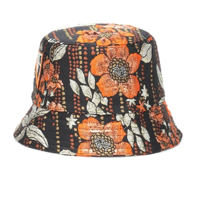 Shop Prada Brocade Bucket Hat In Orange