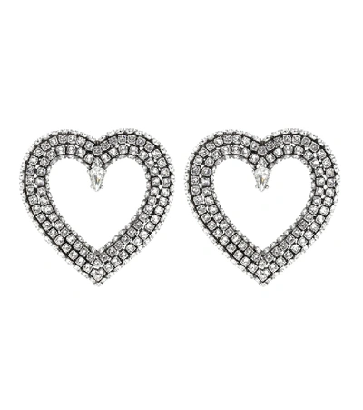 Shop Balenciaga Crystal Earrings In Silver