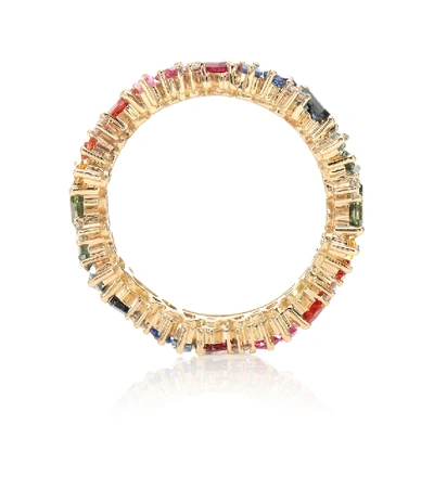 Suzanne Kalan Rainbow Frenzy 18kt Gold, Diamond And Sapphire Ring In Multicoloured