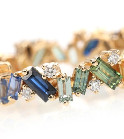 Suzanne Kalan Rainbow Frenzy 18kt Gold, Diamond And Sapphire Ring In Multicoloured