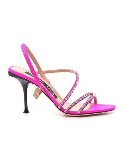 Shop Sergio Rossi Milano Embellished Stiletto Sandals In Pink