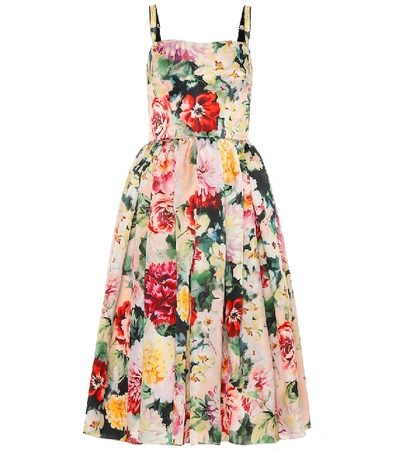 Shop Dolce & Gabbana Floral Silk Dress In Multicoloured