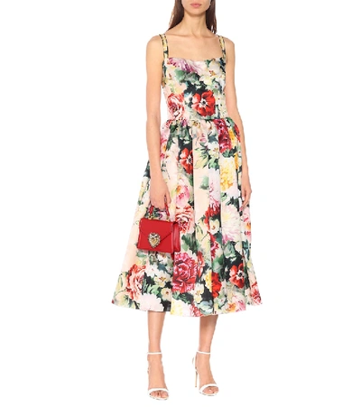 Shop Dolce & Gabbana Floral Silk Dress In Multicoloured