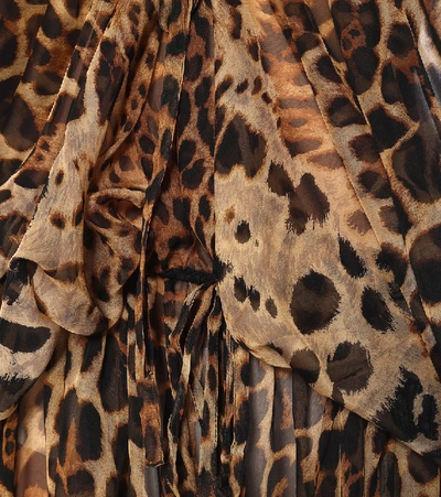 Shop Saint Laurent Leopard Silk Maxi Dress In Brown