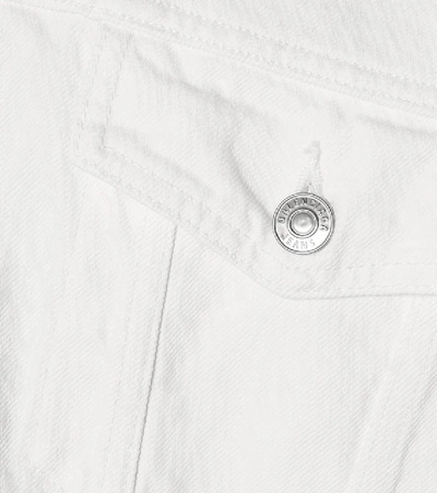 Shop Balenciaga Logo Oversized Denim Jacket In White