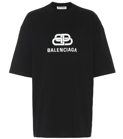 Shop Balenciaga Bb Cotton-jersey T-shirt In Black