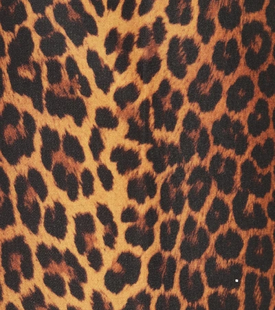 Shop Gucci Leopard-print Wool-blend Dress In Brown