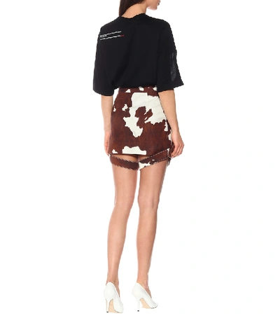 Shop Burberry Linen And Cotton Miniskirt In Brown