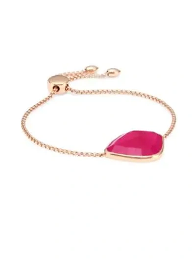 Shop Monica Vinader Siren Nugget 18k Rose Gold Vermeil & Rose Quartz Chain Bracelet In Pink